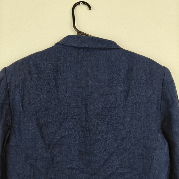 Lauren Ralph Lauren Linen Button Up Blazer In Navy Blue Size 14 Womens - Picture 12 of 14